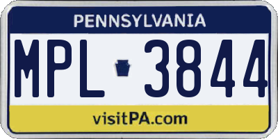 PA license plate MPL3844