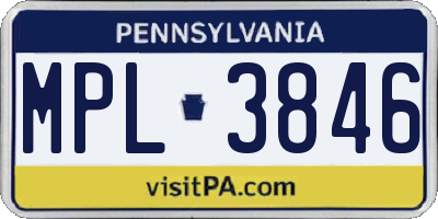 PA license plate MPL3846