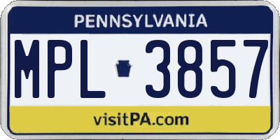 PA license plate MPL3857