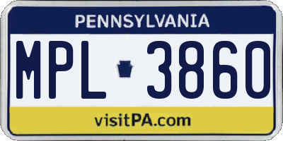 PA license plate MPL3860