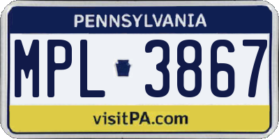 PA license plate MPL3867