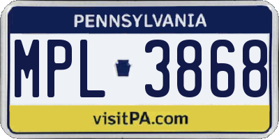 PA license plate MPL3868