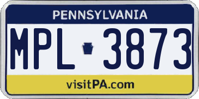 PA license plate MPL3873