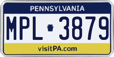 PA license plate MPL3879