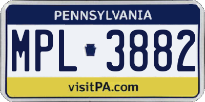 PA license plate MPL3882