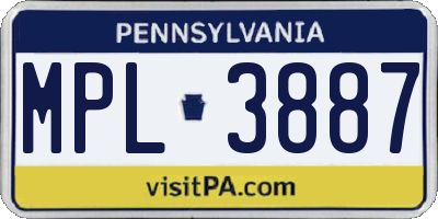 PA license plate MPL3887