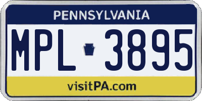 PA license plate MPL3895