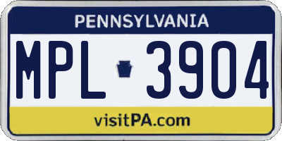 PA license plate MPL3904