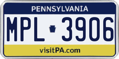 PA license plate MPL3906
