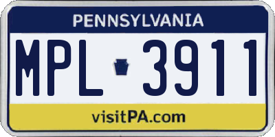 PA license plate MPL3911