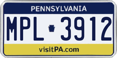 PA license plate MPL3912
