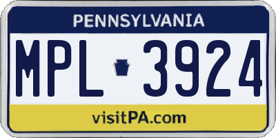 PA license plate MPL3924