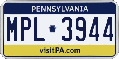 PA license plate MPL3944