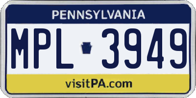 PA license plate MPL3949