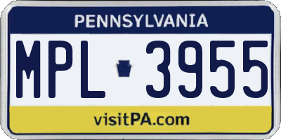 PA license plate MPL3955
