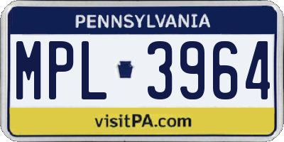PA license plate MPL3964