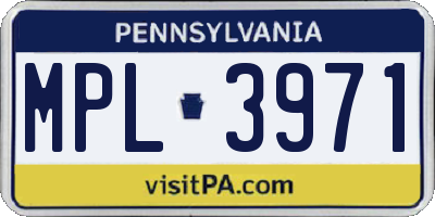 PA license plate MPL3971
