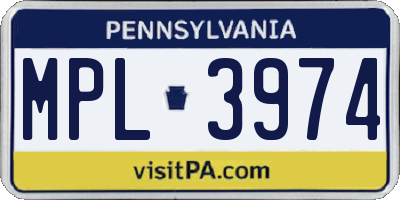 PA license plate MPL3974