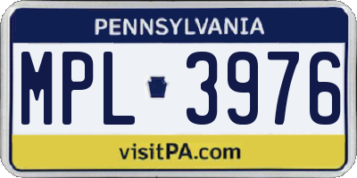 PA license plate MPL3976