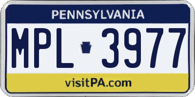 PA license plate MPL3977