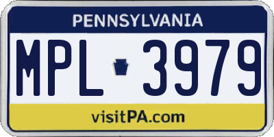 PA license plate MPL3979