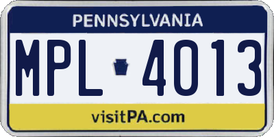 PA license plate MPL4013