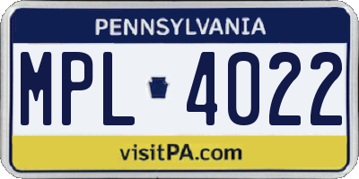 PA license plate MPL4022