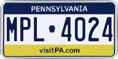 PA license plate MPL4024