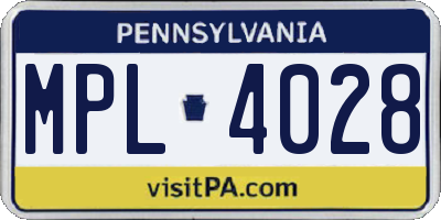 PA license plate MPL4028