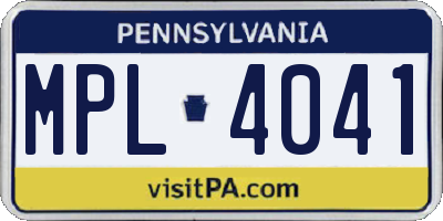 PA license plate MPL4041