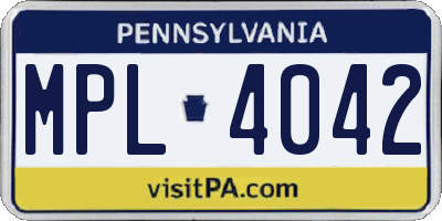 PA license plate MPL4042