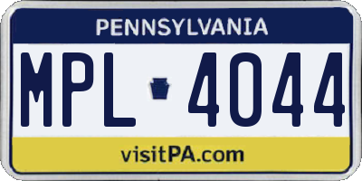 PA license plate MPL4044