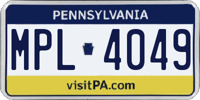 PA license plate MPL4049