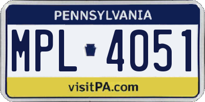 PA license plate MPL4051