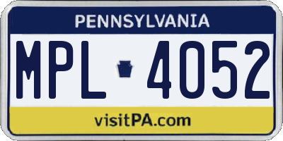 PA license plate MPL4052