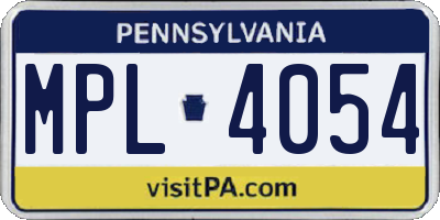 PA license plate MPL4054