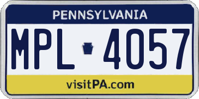 PA license plate MPL4057