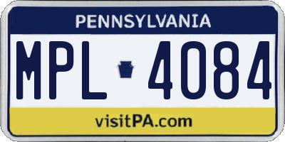 PA license plate MPL4084