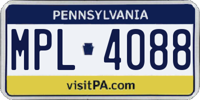 PA license plate MPL4088