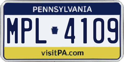 PA license plate MPL4109