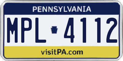 PA license plate MPL4112
