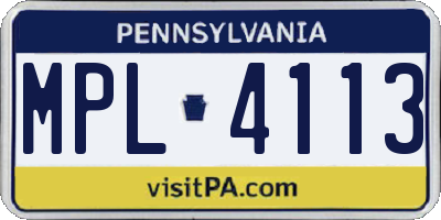 PA license plate MPL4113
