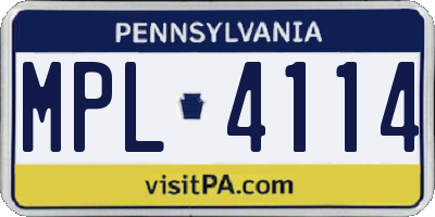 PA license plate MPL4114
