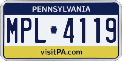 PA license plate MPL4119