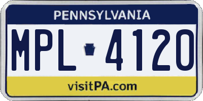 PA license plate MPL4120