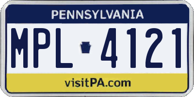 PA license plate MPL4121