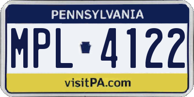 PA license plate MPL4122