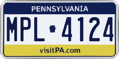 PA license plate MPL4124