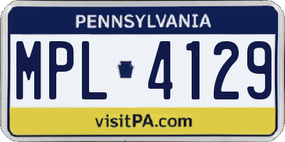PA license plate MPL4129
