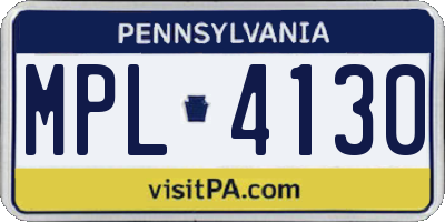 PA license plate MPL4130